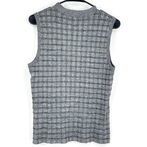 NWOT A.L.C. Knit Plaid Grey and Black Vest Large - Picture 3 of 5